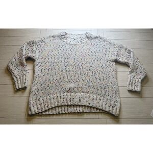 Seven 7 Women's Popcorn Rainbow Confetti Knit Long Sleeve Crewneck Sweater. Sz L